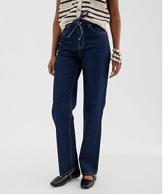 GEMO Jean Full Lenght Straight taille haute femme bleu standard