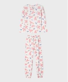 GEMO Pyjama en coton à motifs oiseaux fille Rose