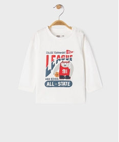 GEMO Tee-shirt manches longues avec motif collège bébé garçon Blanc