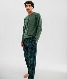 GEMO Pyjama à manches longues et pantalon à carreaux homme vert standard