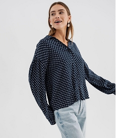 GEMO Chemise fluide à motifs femme Bleu