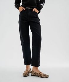 GEMO Jean mom fit taille haute avec ceinture fine femme noir standard