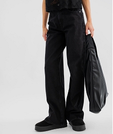 GEMO Jean wide leg taille haute femme noir standard