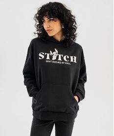 sweat a capuche imprime femme - stitch noir standard sweatsJ009801_2