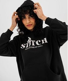 sweat a capuche imprime femme - stitch noir standard sweatsJ009801_3