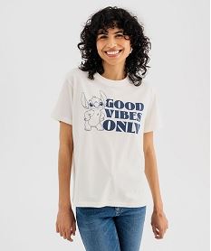 tee-shirt manches courtes imprime femme - stitch beige t-shirts manches courtesJ010001_4