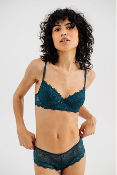 GEMO Soutien-gorge à armatures forme corbeille en dentelle[MISSING] Vert
