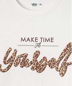 sweat en molleton imprime fille blanc sweatsJ014601_2