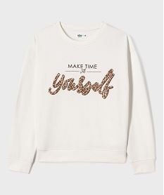 sweat en molleton imprime fille blanc sweatsJ014601_4