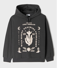 GEMO Sweat à capuche imprimé en molleton doux fille Gris