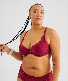 GEMO Soutien-gorge emboitant à armatures en dentelle femme grande taille rouge vif