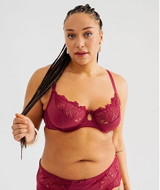 GEMO Soutien-gorge emboitant en microfibre et dentelle femme grande taille rouge vif