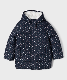 GEMO Parka matelassée à capuche doublure chaude fille Bleu