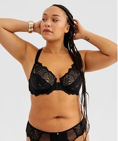 GEMO Soutien-gorge grande taille emboitant à armatures à dos fantaisie noir standard