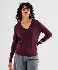 pull col v en maille viscose fine et souple femme violetJ020201_4