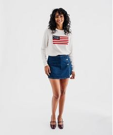 pull en coton avec drapeau femme - lulucastagnette beige pullsJ020801_4