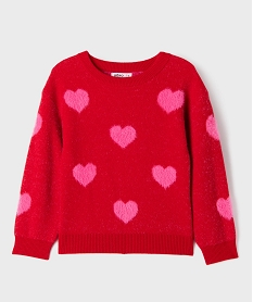 GEMO Pull douillet à motifs all over fille rouge standard