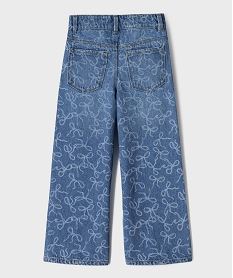 jean wide leg avec motifs delaves et taille ajustable fille bleu jeansJ021601_4