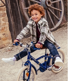 GEMO Sur-chemise à carreaux doublure sherpa garçon Beige