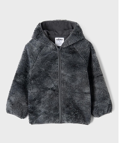 GEMO Blouson à capuche en sherpa doublé polaire garçon Gris