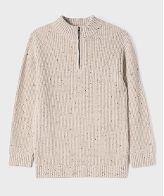 GEMO Pull en maille côtelée avec col montant zippé garçon Beige
