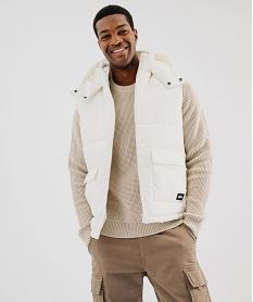 GEMO Doudoune sans manches à capuche doublée polaire homme blanc standard
