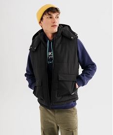 GEMO Doudoune sans manches à capuche doublée polaire homme noir standard