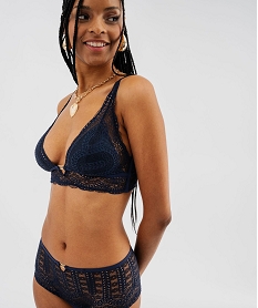 GEMO Soutien-gorge triangle sans armatures en dentelle à mousses amovibles femme Bleu