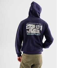 sweat a capuche en molleton imprime devant et dos homme - rick morty bleu sweatsJ030301_3