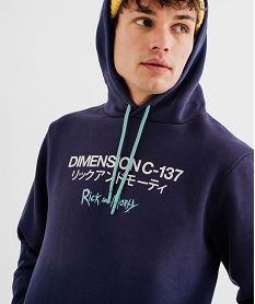 sweat a capuche en molleton imprime devant et dos homme - rick morty bleu sweatsJ030301_4