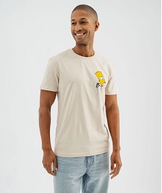 GEMO Tee-shirt manches courtes en coton imprimé homme - The Simpsons Beige