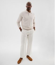 pull fin avec col polo homme beige pullsJ032901_4