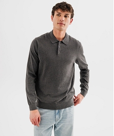 GEMO Pull fin avec col polo homme Gris
