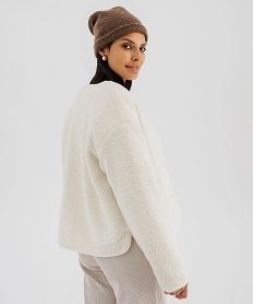 veste en sherpa reversible femme beige manteauxJ036101_3