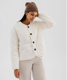 veste en sherpa reversible femme beige manteauxJ036101_4