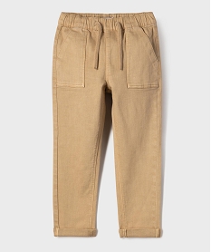 GEMO Pantalon chino extensible avec taille élastique garçon Brun