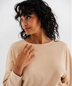 haut de pyjama en maille cotelee femme beige hauts de pyjamaJ038701_2