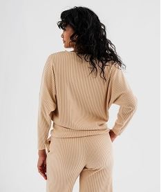 haut de pyjama en maille cotelee femme beige hauts de pyjamaJ038701_3