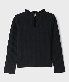 tee-shirt manches longues avec col rond fronce fille[missing] noir standard tee-shirtsJ039201_3