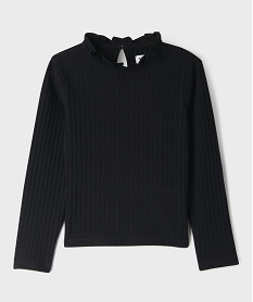 tee-shirt manches longues avec col rond fronce fille[missing] noir standard tee-shirtsJ039201_4