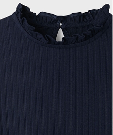 tee-shirt manches longues avec col rond fronce fille[missing] bleu tee-shirtsJ039401_2