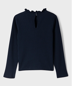 tee-shirt manches longues avec col rond fronce fille[missing] bleu tee-shirtsJ039401_3