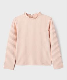 tee-shirt manches longues avec col rond fronce fille rose standard tee-shirtsJ039601_3