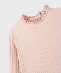 tee-shirt manches longues avec col rond fronce fille rose standard tee-shirtsJ039601_4