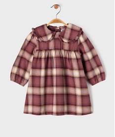 GEMO Robe manches longues à col Claudine à carreaux bébé fille Rouge