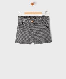 GEMO Short à motif pied de poule avec taille ajustable bébé fille Noir
