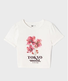 GEMO Tee-shirt manches courtes coupe courte imprimé Japon fille Beige