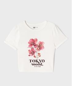 tee-shirt manches courtes coupe courte imprime japon fille beige tee-shirtsJ047401_4