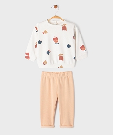 GEMO Ensemble 2 pièces sweat + pantalon chauds bébé fille Beige