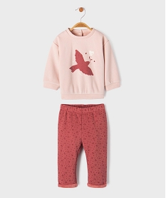 GEMO Ensemble 2 pièces sweat + pantalon chauds bébé fille rose standard